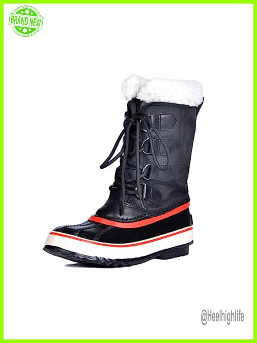 Waterproof Leather Snow Boots Women Nonslip Rubber Sole Duck Boots Mid-Calf